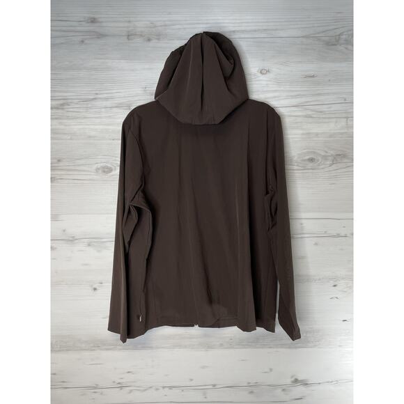 Chico's Zenergy Neema Court Side Jacket Womens Size 3 Chocolate Hooded Full Zip - Picture 11 of 11